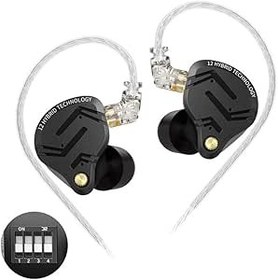 Resim KZ ZS12 PRO X Kulak Monitörü IEM Kulaklıklar, 1DD+5BA Hibrid Kablolu Oyun Kulaklıkları, KZ Kulakiçi Kulaklıklar, Audiophile için 2PIN Kablosu ile Kulak Kulaklıklarında En İyisi (Koyu Siyah, 