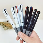 Resim 6 adet Çok Renkli Geri Çekilebilir Tükenmez Kalem, 0.7mm Orta Nokta, Ofis ve Okul Kullanımı için Push-Type 3'ü 1 Arada Plastik Kalemler, Uygulanabilir Yaş 14+ - Siyah ve Beyaz Gövde, Kırmızı/Siyah/Mavi Mürekkep 