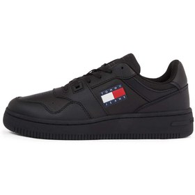 Resim Tommy Hilfiger Kadın Rahat Düz Taban Nefes Alabilen Üst Yüzey Deri Siyah Sneaker EN0EN02505-0GS 