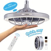 Resim 1 adet 13 İnç Modern Tavan Fanı Ile Işık Ve Uzaktan Kumanda, E26/E27 Taban Kolay Kurulum Soket Fan Işığı, 3 Hızlı Rüzgar Hızı Ayarı, 3 Renk 3000-6500K Ayarlanabilir LED Akıllı Işık, Yatak Odaları, Mutfaklar, Oturma Odaları, Depolama Odaları, Garajlar, Banyolar Için Uygun 