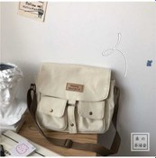 Resim Mufunye Japon Harajuku Tarzı Takım Çantası Kadın İns Retro Öğrenci Kanvas Çanta Edebiyat Ve Sanat Kolej Tarzı Haberci Çantası Bej Yüksek Kaliteli Kanvas Askısız Tek Çanta Bej 