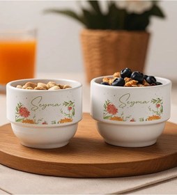 Resim Bk Gift Kişiye Özel İsimli Çiçek Tasraımlı 2li Çerezlik Kase-4, Yeni Ev Hediyesi Önerileri, Misafir Sunum Ürünü, Çay Yanı Kase Kobitmeyencom34771 Bk G 