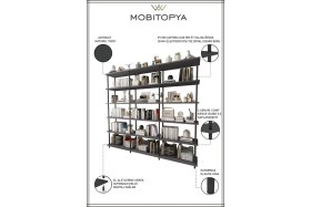 Resim Mobitopya Çevir Kur 200 cm Antrasit Kitaplık 
