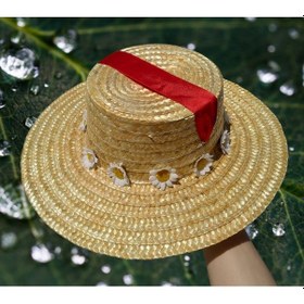 Resim Kadın Hasır Papatya Gondol Bağlamalı Kurdale Kırmızı 