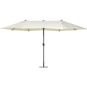 Resim SIBILLA 460 cm Çiftli Bahçe Şemsiyesi, Oval Gölgelik, UPF 30+, Alüminyum Gövde - Gri 