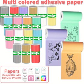 Resim 10 Rulo/20 Rulo Renkli Yapışkan Kağıt, Mini Termal Baskı Kağıt Ruloları 57mm Genişlikte, Mini Taşınabilir Kablosuz Fiş Baskı Yazıcıları İçin Uygun, Fotoğraf Baskısı, Etiketler, Notlar ve Anılar 