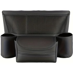 Resim Xuweiwei Black Merkez Konsol Koltuğu Cep Organizer Çok Fonksiyonlu Suni Deri Telefon Tutuculu Saklama Çantası 