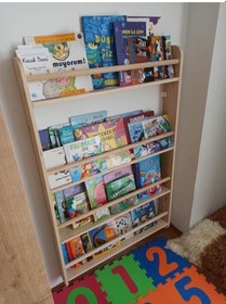 Resim Mrtahsap Mrtahşap-Geniş Model-Montessori Kitaplık-Yuvarlak Çıtalı-Eğitici 