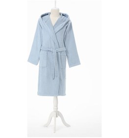 Resim Özdilek Bright Kapüşonlu Kadife Bornoz Xl Beden 479663 Mavi 