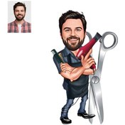 Resim Kişiye Özel Karikatürlü Kuaför Ahşap - Araba Dikiz Ayna Süsü 