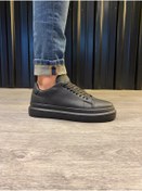 Resim KN Fashion Mp421 St Bağcıklı Ortopedik Yüksek/kalın Taban Erkek Sneaker Siyah 