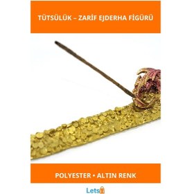 Resim Ejderha Tasarımlı Altın Renk Polyester Tütsülük 
