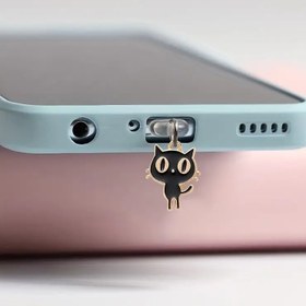 Resim 1 adet Kedi Mobil Telefon Toz Plğu: iPhone/Type-C Android Bağlayıcıları için Uygun - Silikon Gövde 