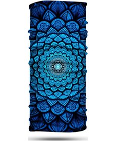Resim Lacivert Mavi Mandala Desenli Motosiklet Bandana Boyunluk Outdoor 