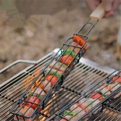 Resim 1 adet yapışmaz ızgara sepeti, taşınabilir metal kömürlü sebze ve et ızgarası, kampçılık, piknik ve doğa yürüyüşleri için ideal, dayanıklı metal sepet, açık hava ızgara aksesuarları, kamp malzemeleri 