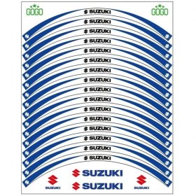 Resim SEVGENT Mavi Beyaz Suzukı Uyumlu Reflektörlü 1 Set Jant Şeridi 