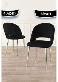 Resim Canisa Pane Serisi 4 Adet Siyah Mutfak Sandalyesi Krom Kaplama Metal Ayak 1. Sınıf Babyface Kumaş Sandalye Siyah Ayaklar Krom 