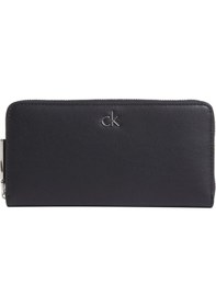 Resim Calvin Klein Ck Re-lock Large Zip Around Siyah Kadın Cüzdan-8434 Siyah 