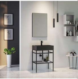 Resim Orka Capetown 60 Cm Siyah Banyo Dolabı Takımı Siyah 