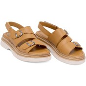 Resim Elit Vesta Kadın Hakiki Deri Düz Sandalet Taba Taba 