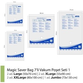 Resim Magic Saver Bag 7'Li Vakumlu Poşet Seti 2 L+2 Xl+ 2 Xxl+1Jumbo 