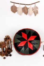 Resim Ottoman Pouffe İskandinav El Yapımı Hakiki Kuzu Derisi Bohem Bahçe Balkon Bungalov Puf Minder 60x30cm(DOLGUSUZ) 