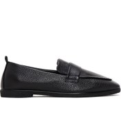 Resim Women's Black Leather Masculine Loafer Derimod