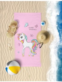 Resim Unicorn Dijital Baskılı 60x130 Cm Çocuk Plaj Havlusu 