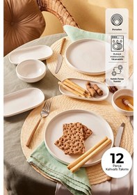 Resim Emsan Parla Porselen 12 Parça 6 Kişilik Kahvaltı Takımı Beyaz 