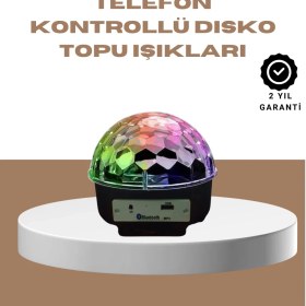 Resim S'82 Taşınabilir Bluetooth Disko Topu Uzaktan Kumandalı Işık Efektleri 