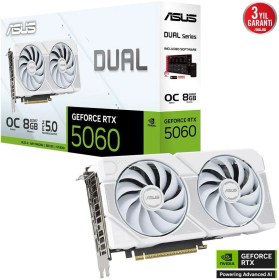 Resim Asus DUAL-RTX5060-O8G-WHITE RTX5060 8gb Ddr7 128BIT 3xdp/1xhdmı 