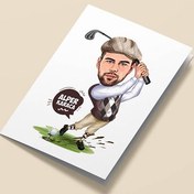 Resim Golf Tutkunu Erkek Karikatürlü Tebrik Kartı 