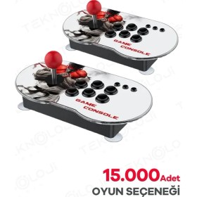 Resim Çift Kişilik Atari 4K Full Hd Gaming Retro Arcade Uyumlu Oyun Konsolu 20.000 Oyun Ps1/gb/cps 9 Emltr 