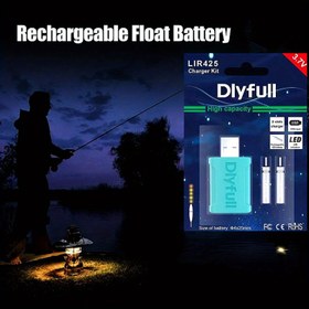 Resim Cr425 Balıkçılık Şarj Edilebilir Şamandıra Pili Lityum Pil USB LIR425 Parlayan Balıkçılık Şamandıra Pili Şarj Edilebilir Bobber Seti 
