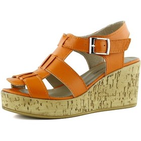 Resim Erkan Saçmacı Xena Turuncu Hakiki Dana Derisi Mantar Taban Görünümlü Dolgu Topuklu Gladyatör Sandalet Turuncu 