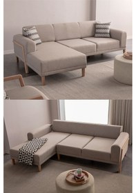 Resim Latte Sırt Mekanizmalı Köşe Koltuk Takımı Krem 