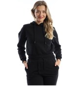 Resim Kadın Kapüşonlu 3 İplik Şardonlu Sweat Siyah 