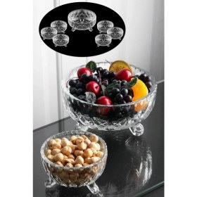 Resim 7 Parça Kristal Cam Ayaklı Lüx Kase Seti Kompotakımı 