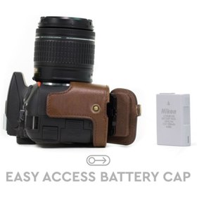 Resim MegaGear Suni Deri Kamera Kılıfı (Tek Dip) Nikon D5600, D5500 Uyumludur. 