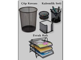 Resim Empressco Ms Siyah Evrak Rafı + Metal Fileli 3’lü Kalemlik + Çöp Kovası - Fiyatı, Yorumları 
