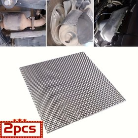 Resim 2 adet 30x50cm Araba Turbo Manifolü Egzoz Isı Kalkanı, Ateş Duvarı Zemin Yakıt Tankı Motor Yalıtım Plakası - Siyah & Beyaz Izgara Deseni, Geliştirilmiş Isı Dağılımı ve Yangın Koruma için Dayanıklı Metal Tasarım, Motor Isı Kalkanı | Araç Isı Yönetimi | 