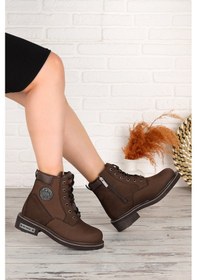 Resim Harley Davidson Jim Nubuk Deri Kadın Motorcu Bot Ayakkabı Kahvere Kahverengi 