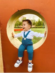 Resim Asya Bebe Çapraz Askılı Ayarlanabilir Bebek Çocuk Tayt Salopet Indigo 
