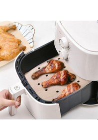 Resim Airfryer Delikli Pişirme Kağıdı 50 Adet Hava Fritözü Kare Model Pişirme Kağıdı Airfryer Fritöz 