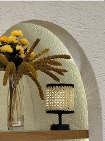 Resim Hazeran & Rattan Masa Üstü Kablosuz Pilli Abajur Masa Lambası Siyah 