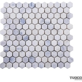 Resim Tuqco 1 Inch Hexagon Carrara Mermer Mozaik Eskitme Fileli Doğaltaş, Backsplash 