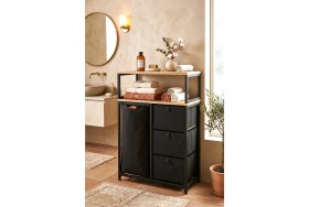 Resim Empressco Miyuhome 3 Çekmeceli Metal Kızaklı Çamaşır Sepeti 40 Lt Kirli Sepeti 2 Raflı Banyo Dolabı Kirli Sepeti - Fiyatı, Yorumları 