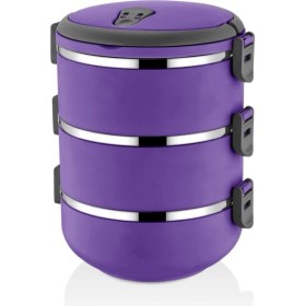 Resim Mor 3 Katlı Sızdırmaz Yemek Termosu Sefer Tası, Pratik ve Şık Tasarım 