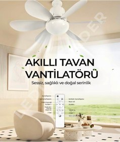 Resim MetaWorld Tavan Vantilatörü Ampul Uyumlu Uzaktan Kumandalı sinek kovar 52 cm 