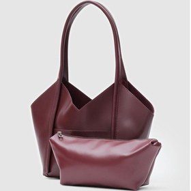 Resim Shule Bags Geza Asimetrik Omuz Çantası Bordo Bordo 